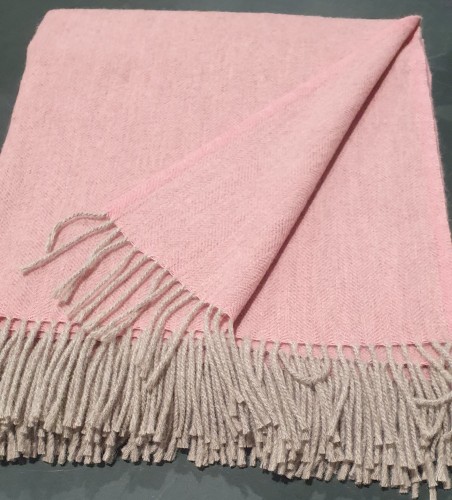 "Classic 7-18" -  light brown/pink merino wool throw