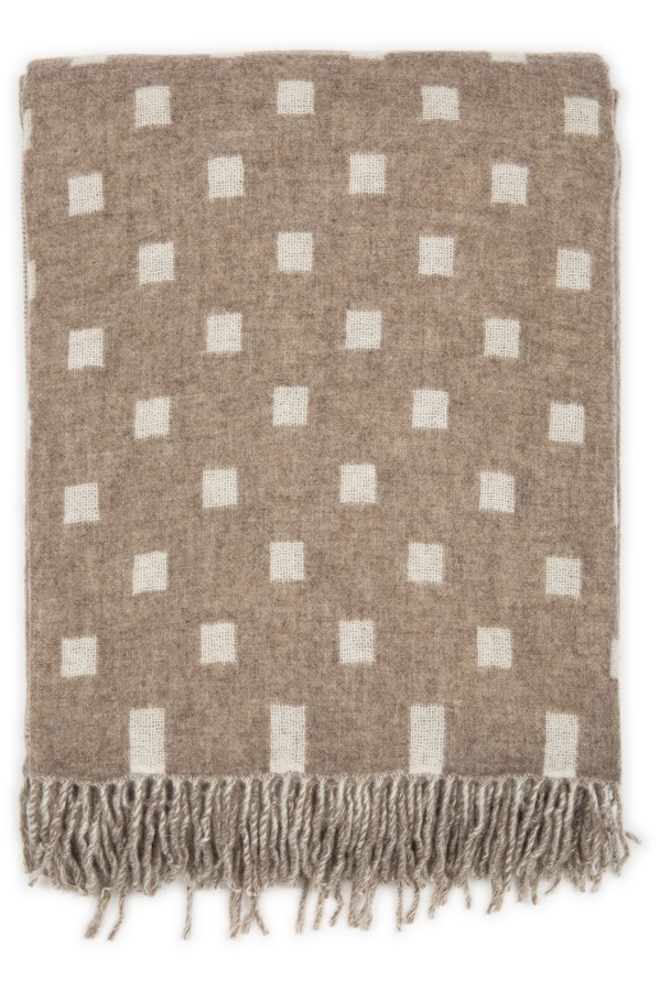"Arina 3-00"- brown/white double-sided merino wool throw 